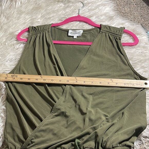 HeartLoom jumpsuit  Womens size Medium Rivky surplice Olive Green V Neck - Picture 7 of 11